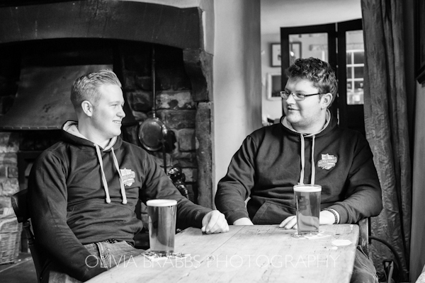 portrait of brewers from wensleydale brewery drinking pints in their local pub