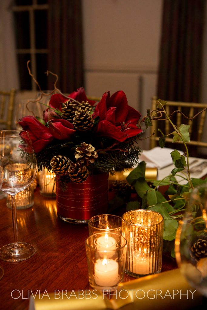 festive table setting with candles