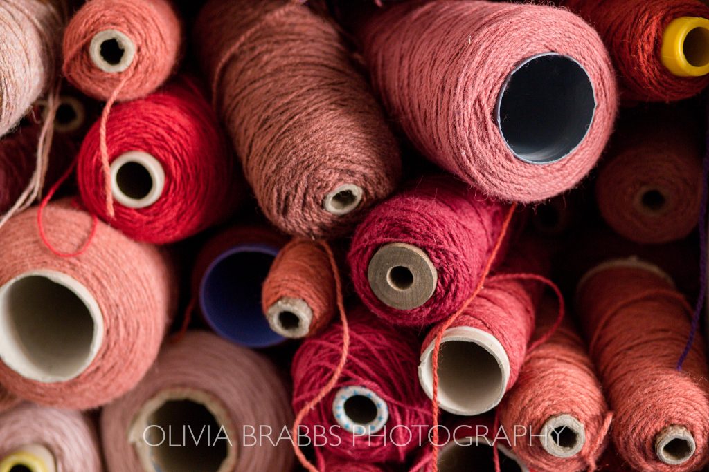 rolls of weaving yarn