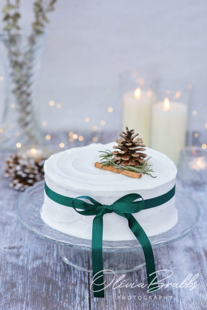 christmas cake styled and photographed by Yorkshire photographer Olivia Brabbs